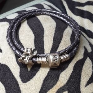 Pandora Metallic Purple Leather Bracelet w/ Charm